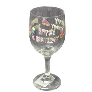 Happy Birthday Cupcakes & Cake Slices Print Wine Glass Gift Celebrate Drink Cup